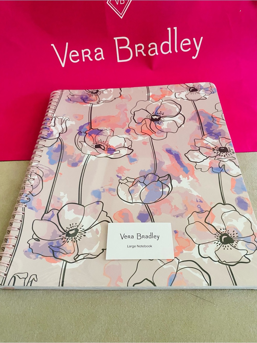 Vera Bradley Large Spiral Notebook NWT Anemone Watercolor. 160 pages